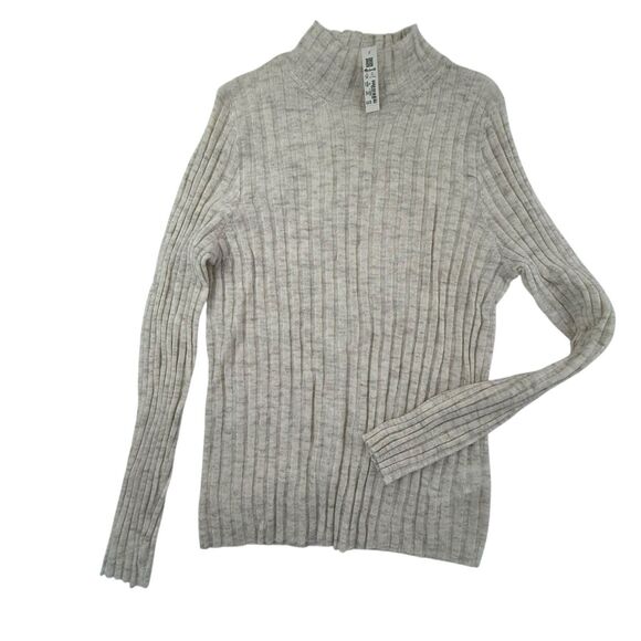 NEW Madewell Alpaca Blend Mockneck Soft Ribbed Long Sleeve Sweater XL Cream - Picture 1 of 11